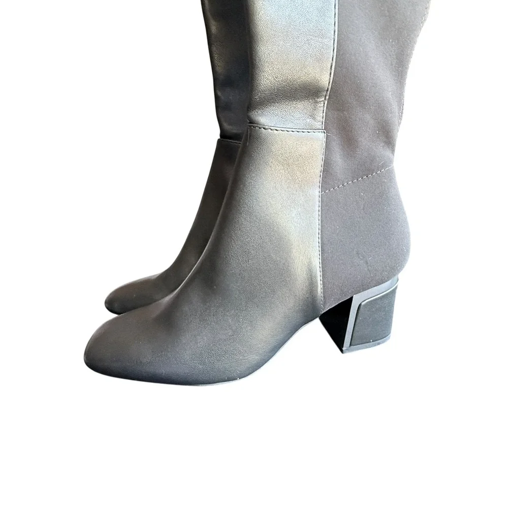 DKNY Chandrah Black Over The Knee Block Heel Boots Stretch Shaft Womens Size 5.5